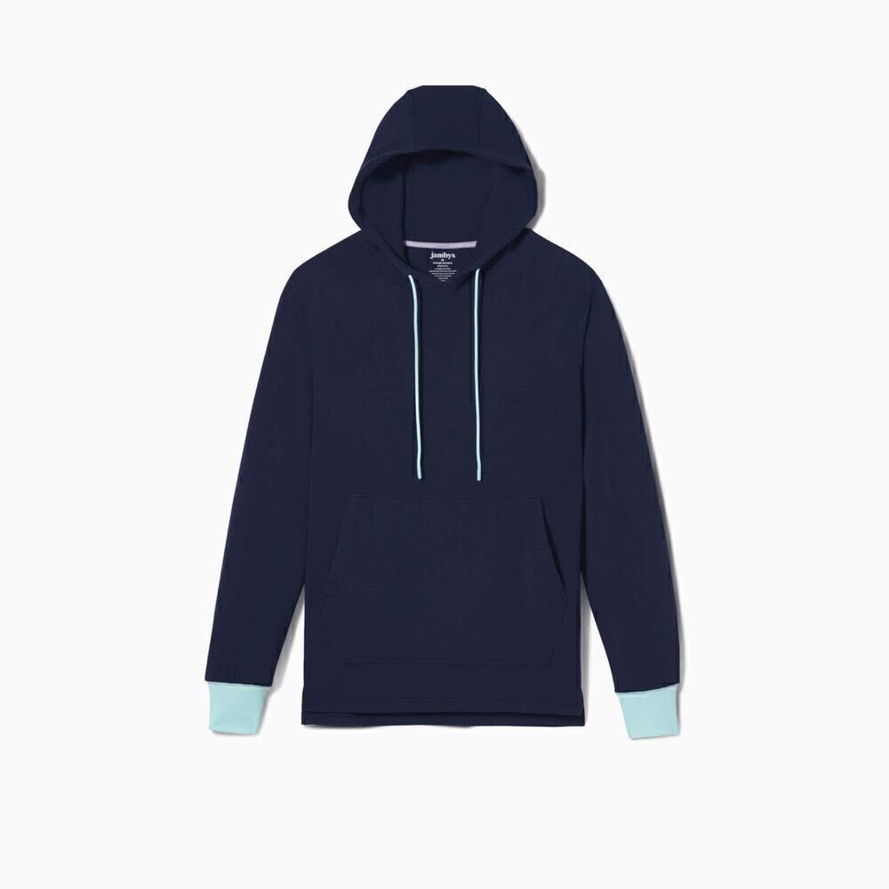 Nwt Jambys House Hoodie Lightweight French Terry Hoodie- Unisex Small- Navy/Mint — image 2 of 8